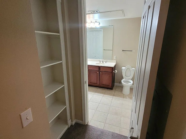 Bedroom connects directly to the bathroom