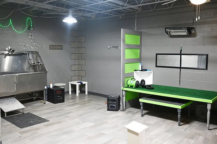 Dog grooming table and wash station at Kearney Apartment Homes.