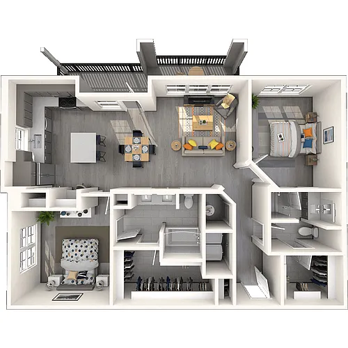 Floor plan B3 2x2 1255 SF