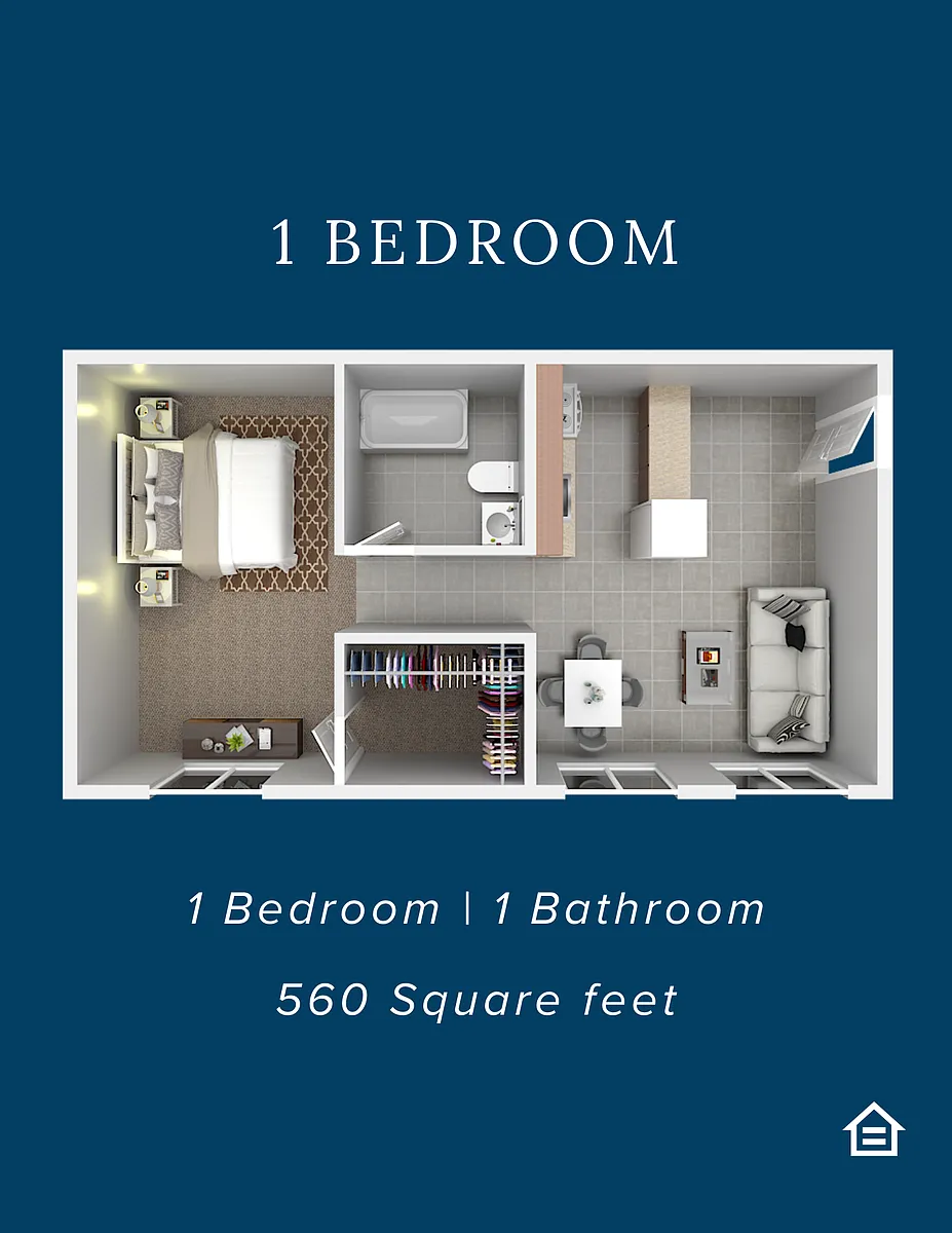 Floor plan 1 Bedroom 1 Bathroom