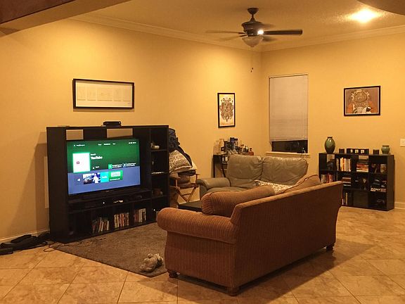 Open living room viewed from front door.