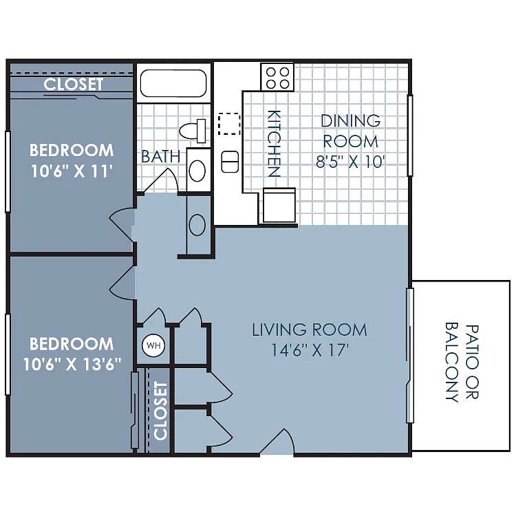 Floor plan 2 Bedroom 1 Bathroom C-D