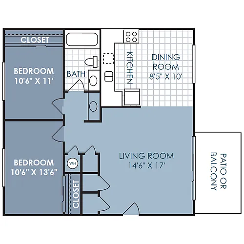 Floor plan 2 Bedroom 1 Bathroom C-D