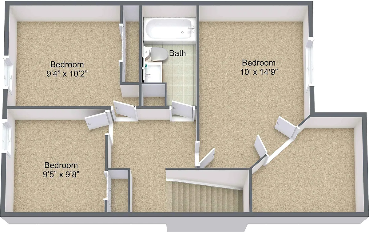 Floor plan Three Bedroom Townhome