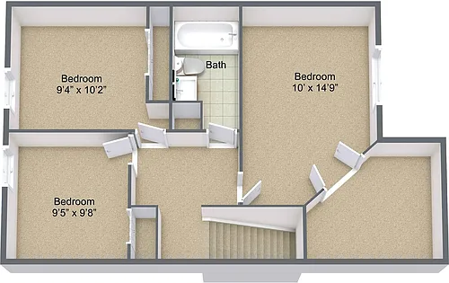 Floor plan Three Bedroom Townhome