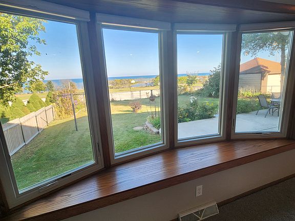 Brand new bay window with shades