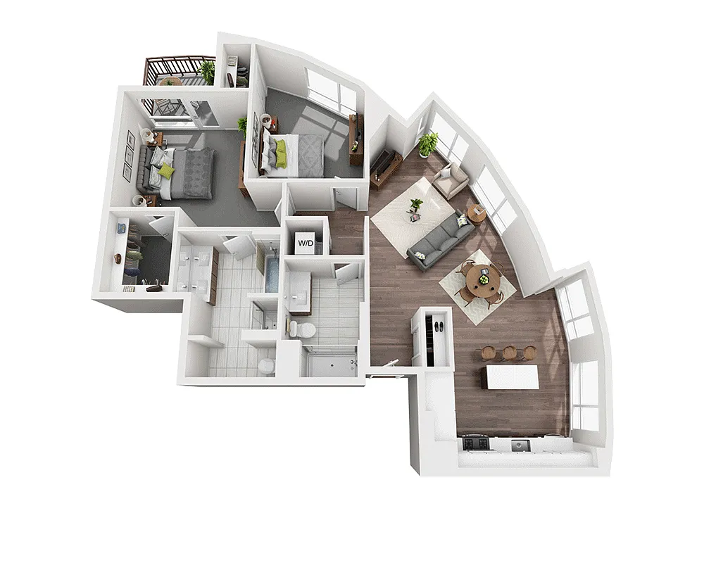 Floor plan Two Bedroom B2K