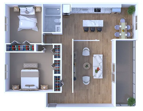 Floor plan 2BR - 1BTH Renovated