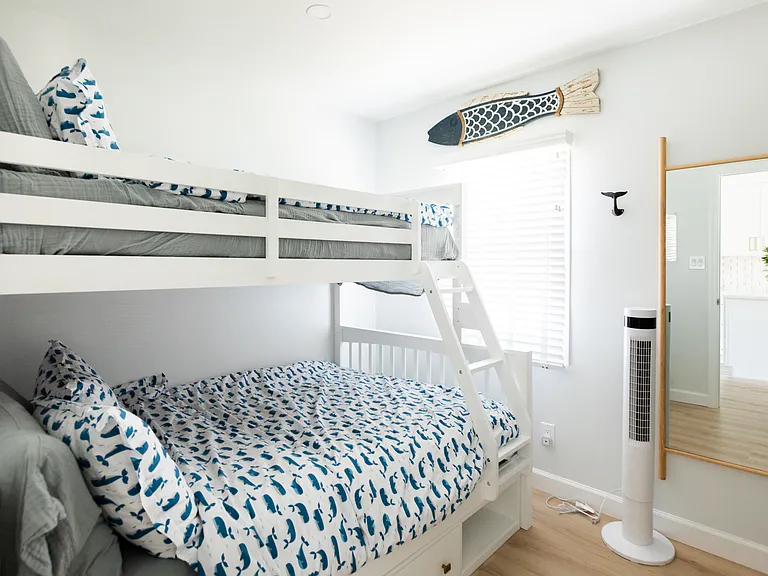Twin over full bunkbeds in the Guest Room.