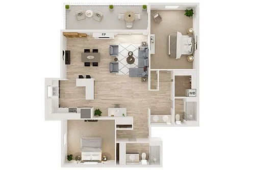 Floor plan Two Bedroom Two Bath C