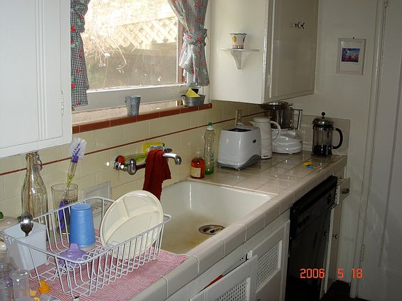 Kitchen Looks into Back Yard and has Dishwasher!