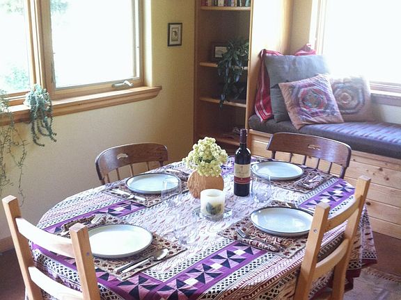 An open floor plan has ample space for a dining area.
