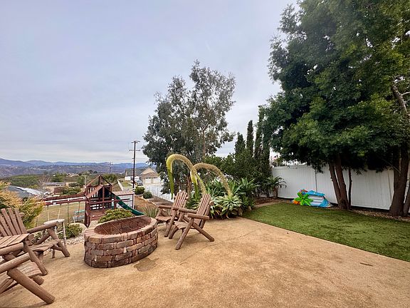 Backyard patio and turf area