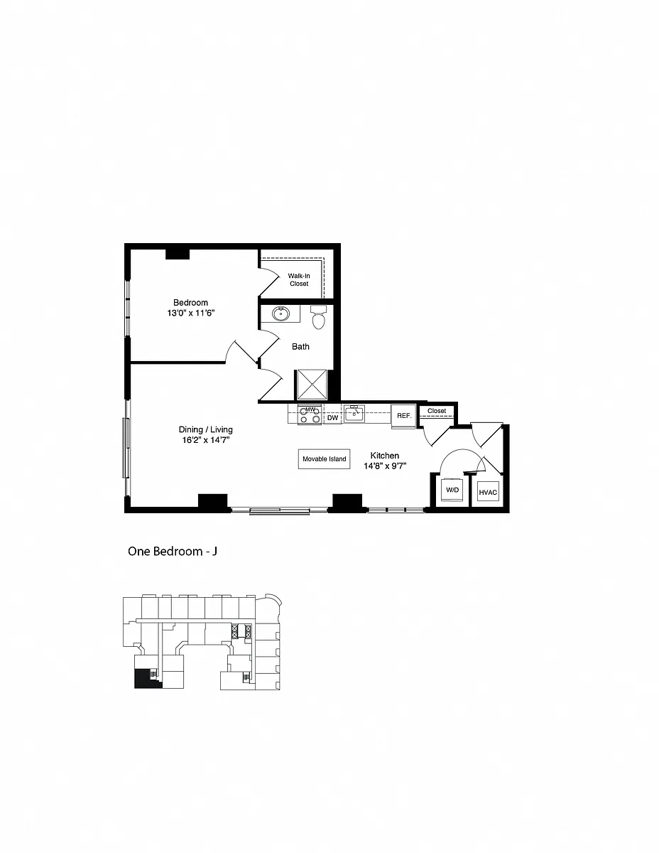 Floor plan ONE BEDROOM J