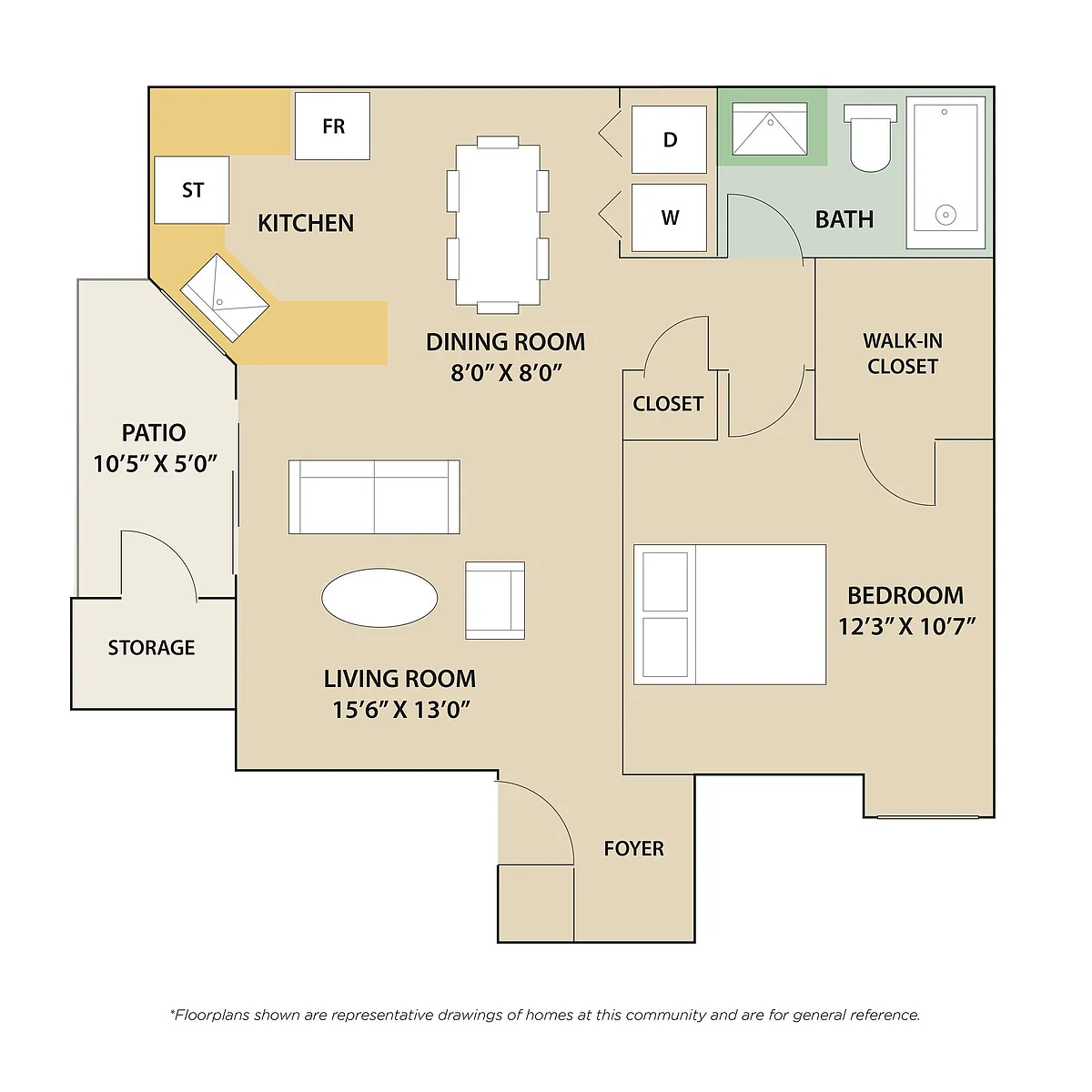 Floor plan 1 Bedroom / 1 Bath