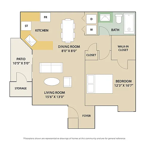 Floor plan 1 Bedroom / 1 Bath