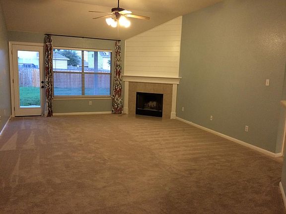 Open family room with fireplace