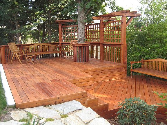 clear redwood 2-tier deck