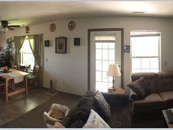 Full view of kitchen and living room