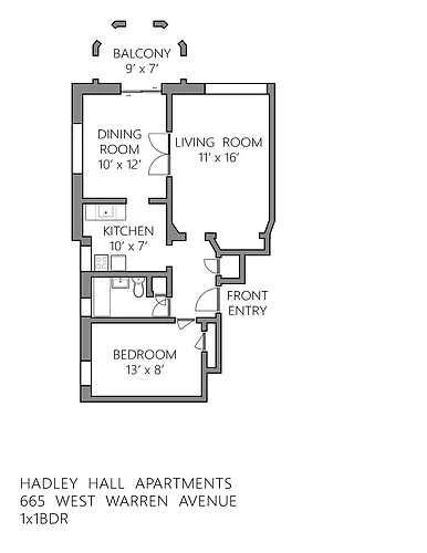 Floor plan 1x1 BDR