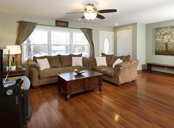 Open concept main level features hickory wood floors