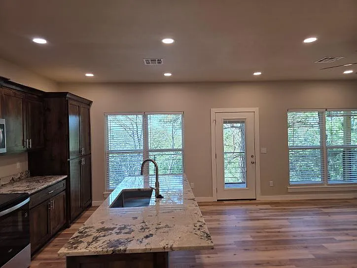 Lake views from the kitchen and living room