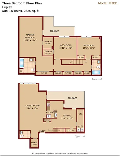 Floor plan $1.94/sq.ft. - Model P3ED Duplex
