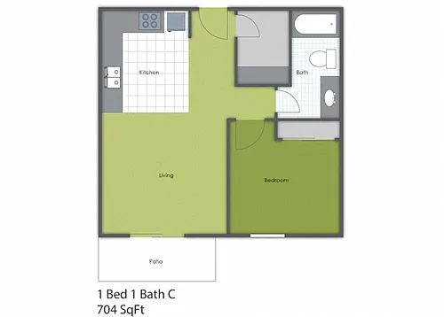 Floor plan 1 Bedroom 1 Bath C