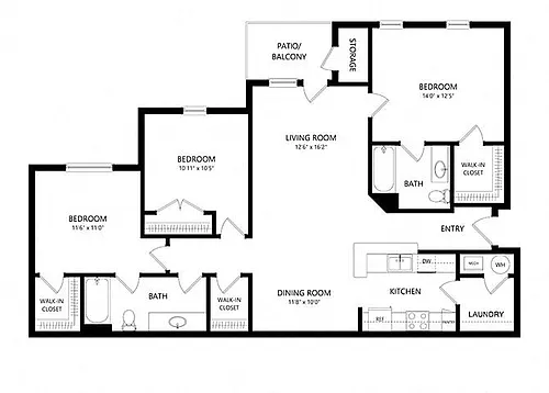 Floor plan Three Bedroom