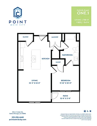 Floor plan 1 BR/1 BA
