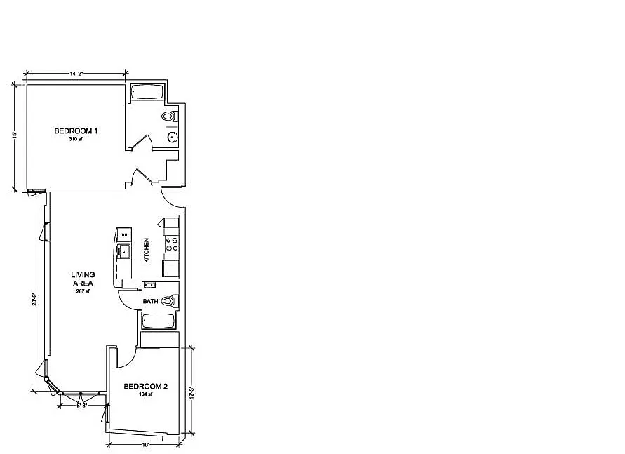 Floor plan Huge 2 Bed 2 Bath Floorplan For March or Flexible