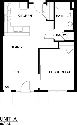 Floor plan 1 Bedroom - Floorplan A