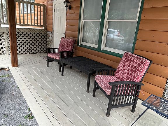 Lower front porch with sitting area