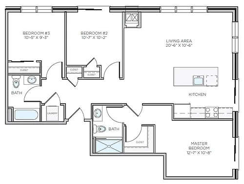 Floor plan 3 Bed/2 Bath-C2
