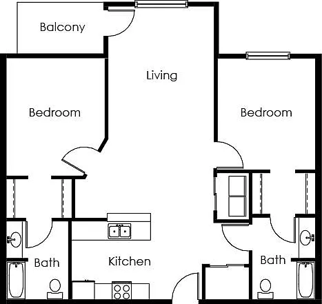 Floor plan 2 Bed / 2 Bath 1100 sq ft
