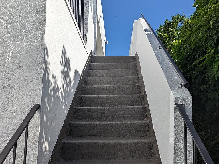 Stairway at The Hardison Apartments in Pasadena, California.