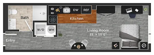 Floor plan 302,402,502,602 STUDIO - 1 BATH