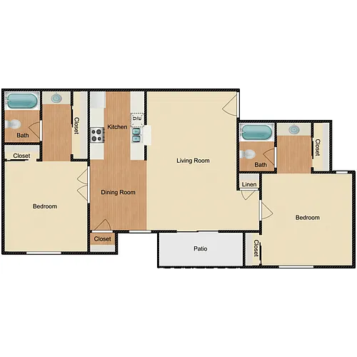 Floor plan 2 Bed 2 Bath