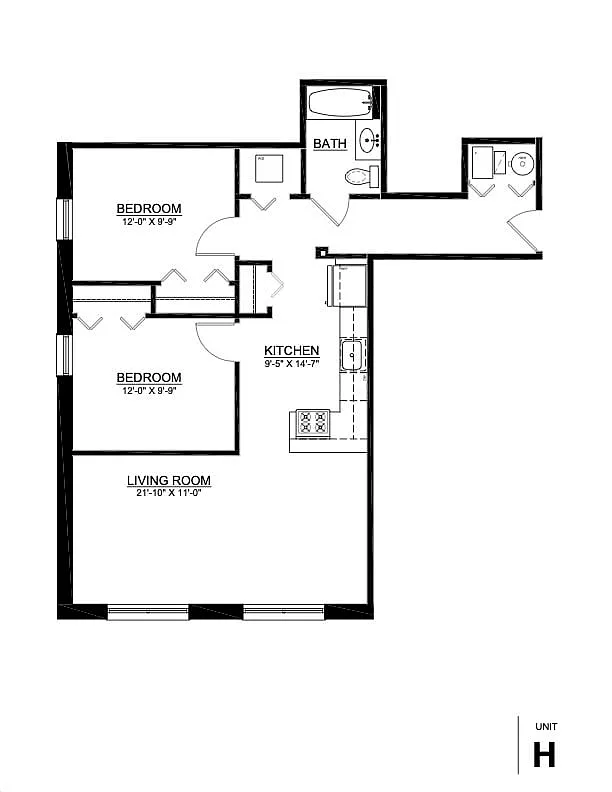 Floor plan 2 Bed x 1 Bath
