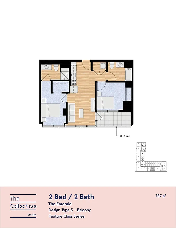 Floor plan 2x2 A - Balcony
