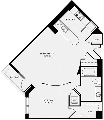 Floor plan 1 Bedroom Q