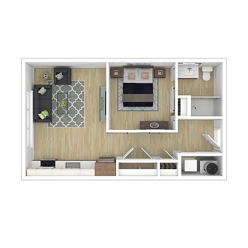 Floor plan 1 Bed 1 Bath Standard (543 Square Feet)