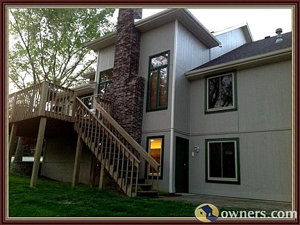 Back deck, chimney, and patio
