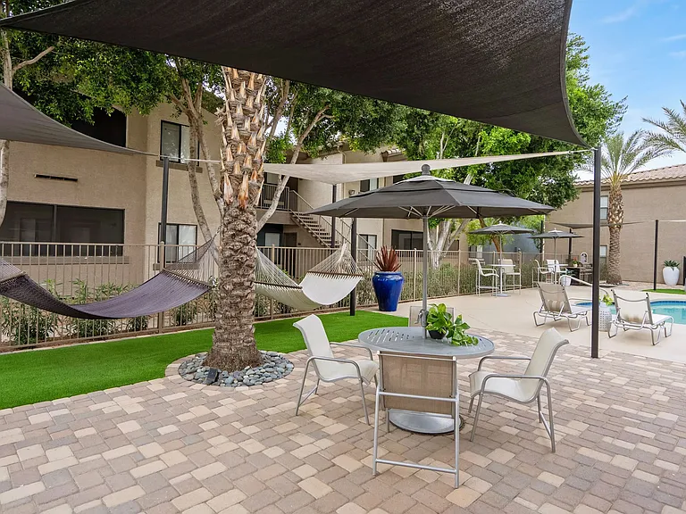 Unwind in style at our hammock garden, a perfect spot to rejuvenate.