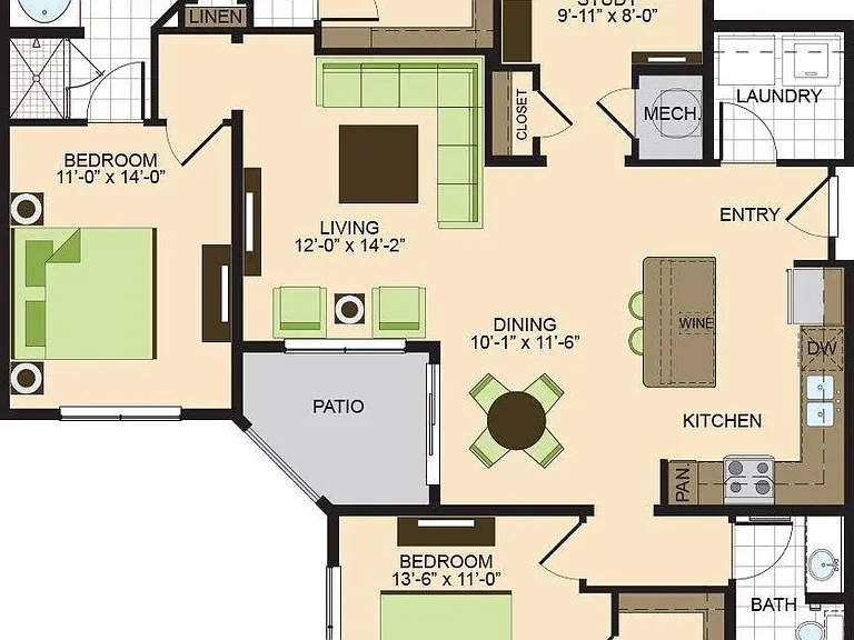 B3 | 2 bed 2 bath | 1406 sq ft B3 | 2 bed 2 bath | 1406 sq ft