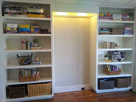 Built-in shelves in living room