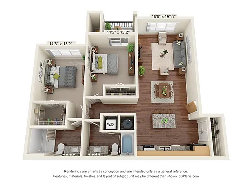 Floor plan Two Bedroom D2 (60%)