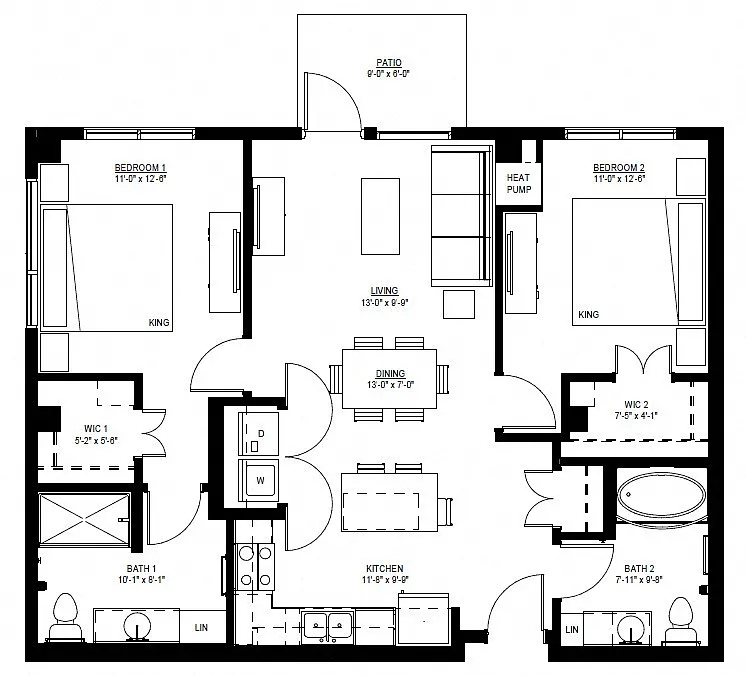 Floor plan Two Bedroom - H (60%)