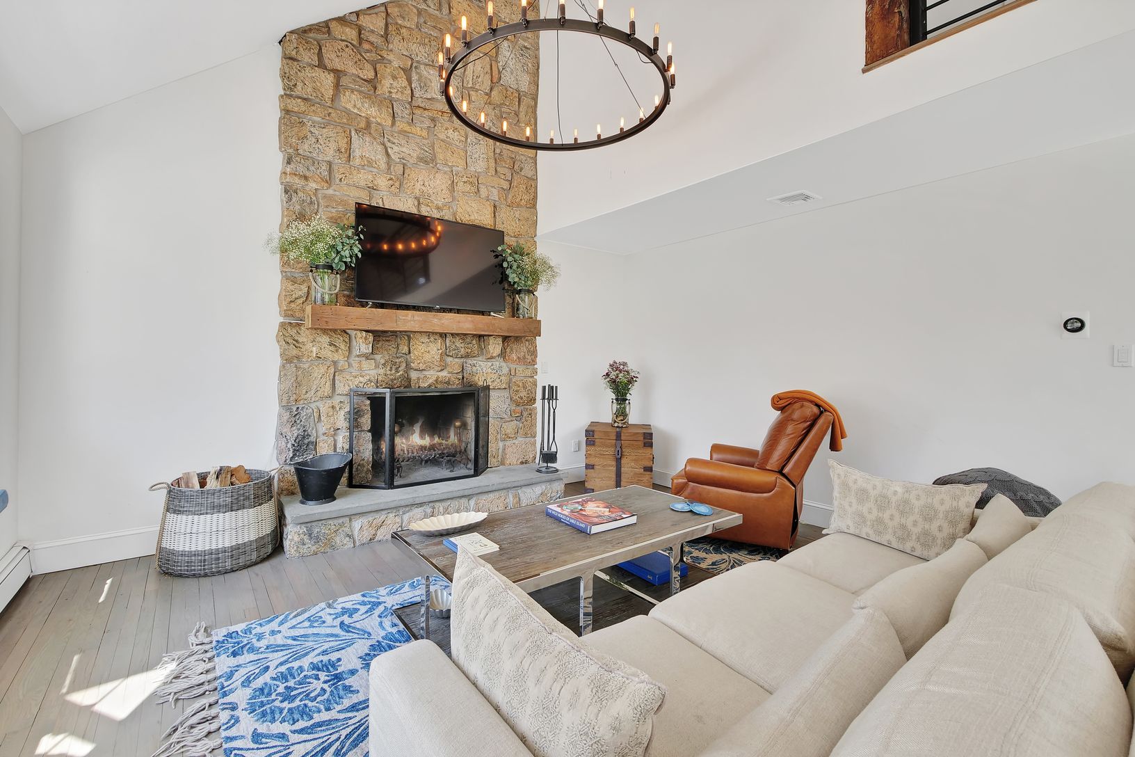  Two-story Living Room with Fireplace