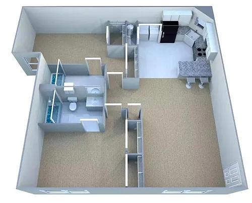 Floor plan Custom Deluxe Suite - Furnished & Paid Utilities